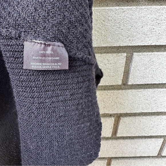 Eileen Fisher Black Italian Wool Yarn Waterfall Open Front Sweater Vest - Picture 7 of 8